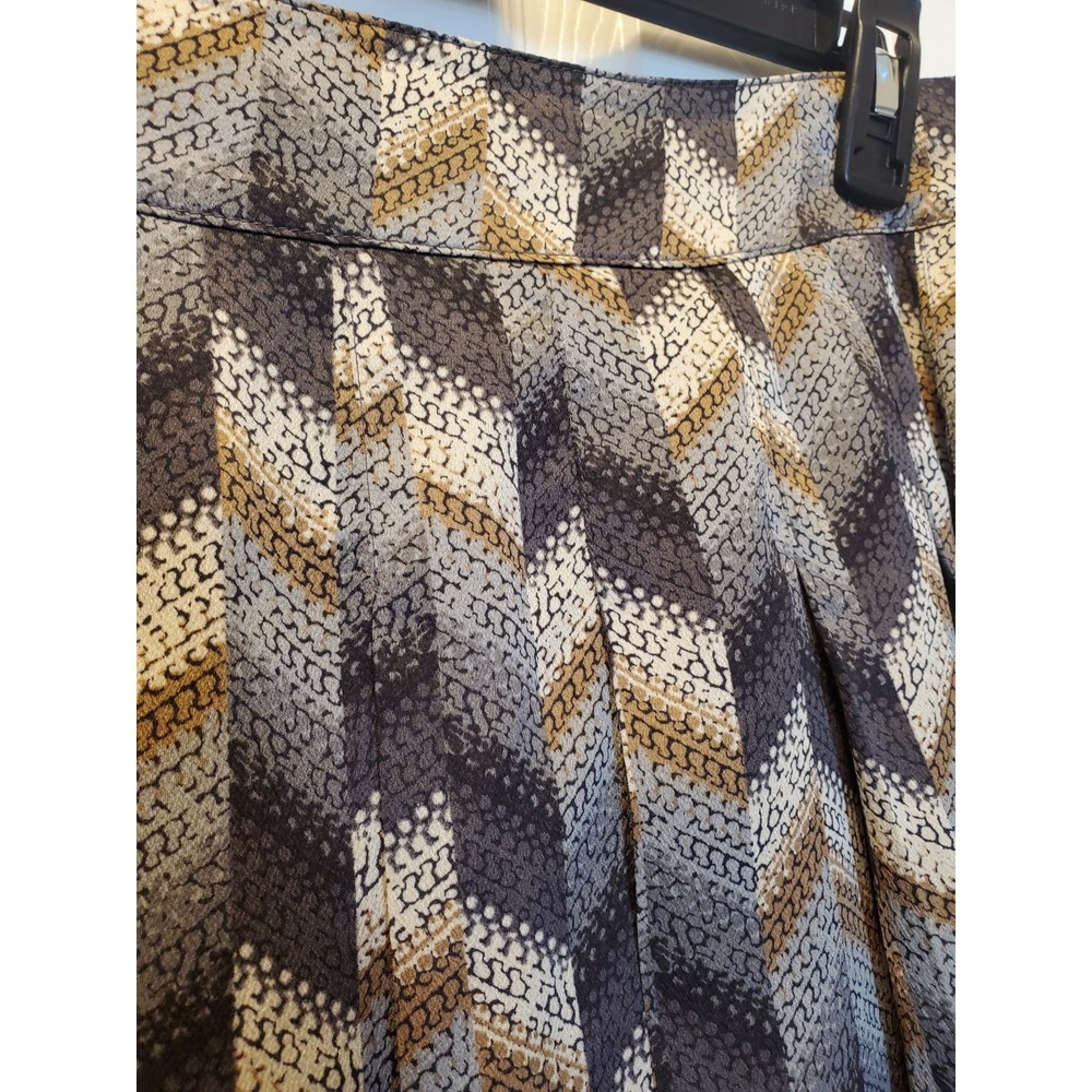 Talbots Skirt Sz 10 Midi Pleats Gray Brown Beige Side Zip Academia Office Work - Picture 3 of 9